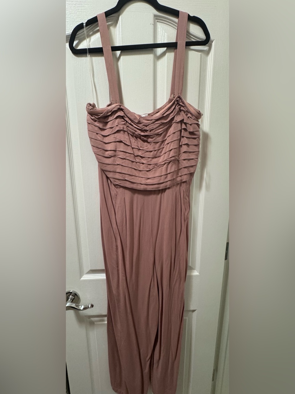 Eyeshadow Mauve Pleated Bodice Spaghetti Strap Jumpsuit